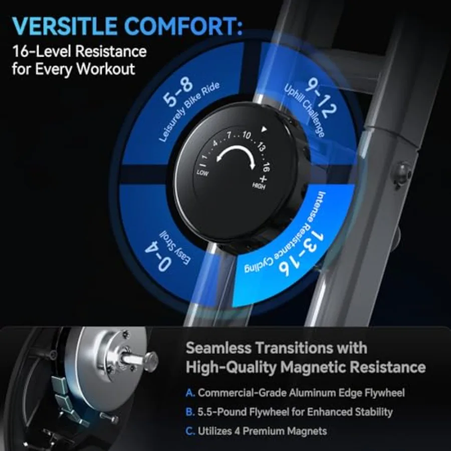 좁은 공간에 적합한 접이식 운동 자전거: 스틸 프레임, - Exercise Bike Magnetic Resistance 리뷰 및 가격