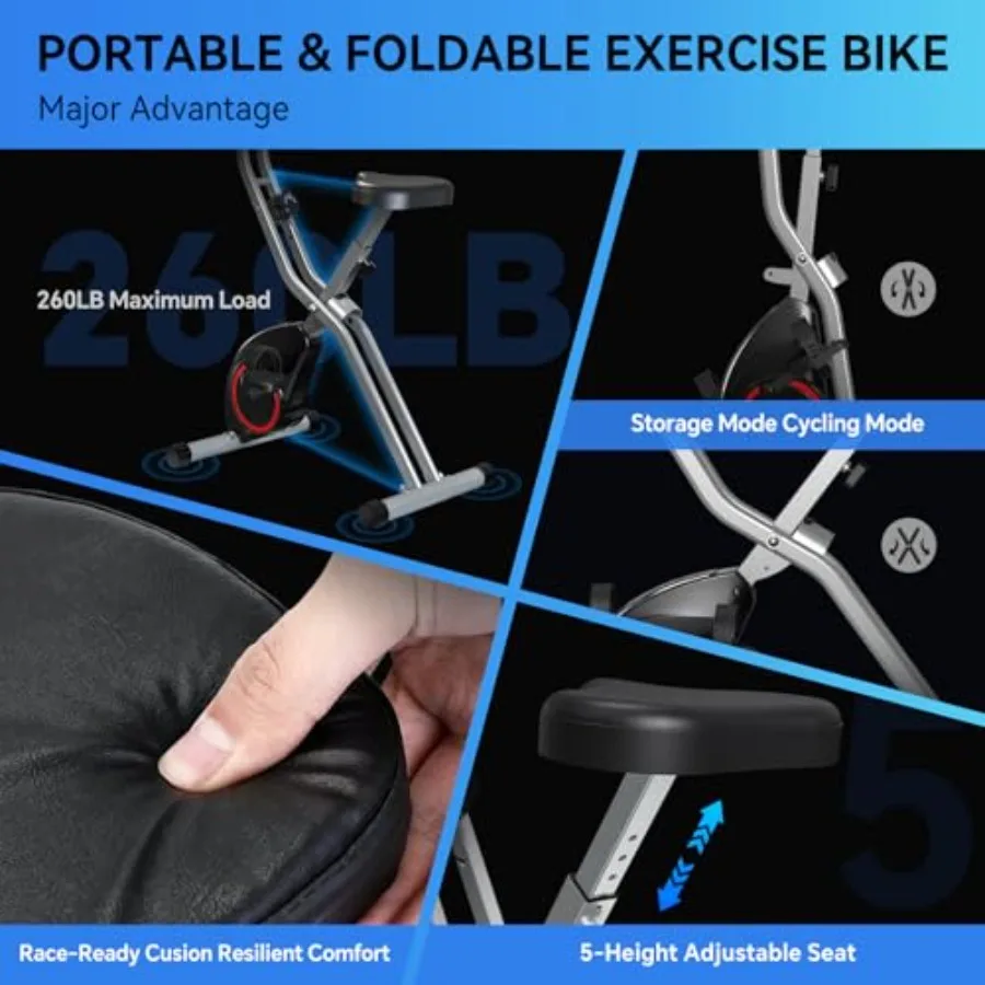 좁은 공간에 적합한 접이식 운동 자전거: 스틸 프레임, - Exercise Bike Magnetic Resistance 리뷰 및 가격
